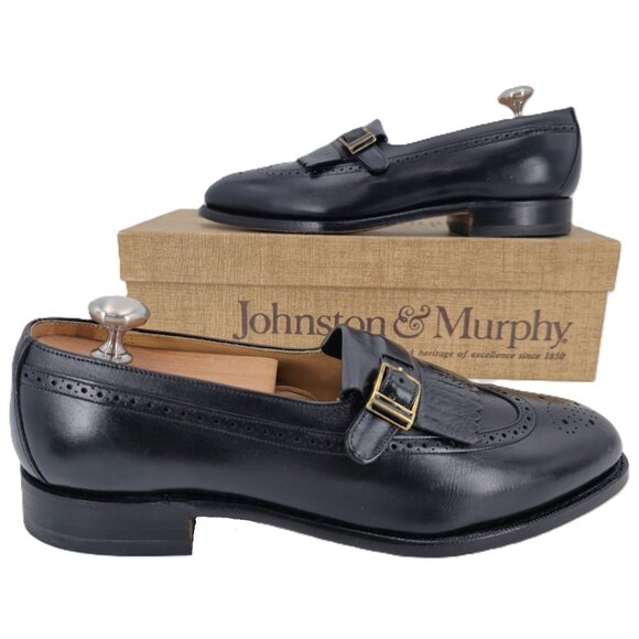 New Vintage Johnston & Murphy Aristocraft Black Leather Monk Dress Loafers 8.5D - Picture 10 of 16